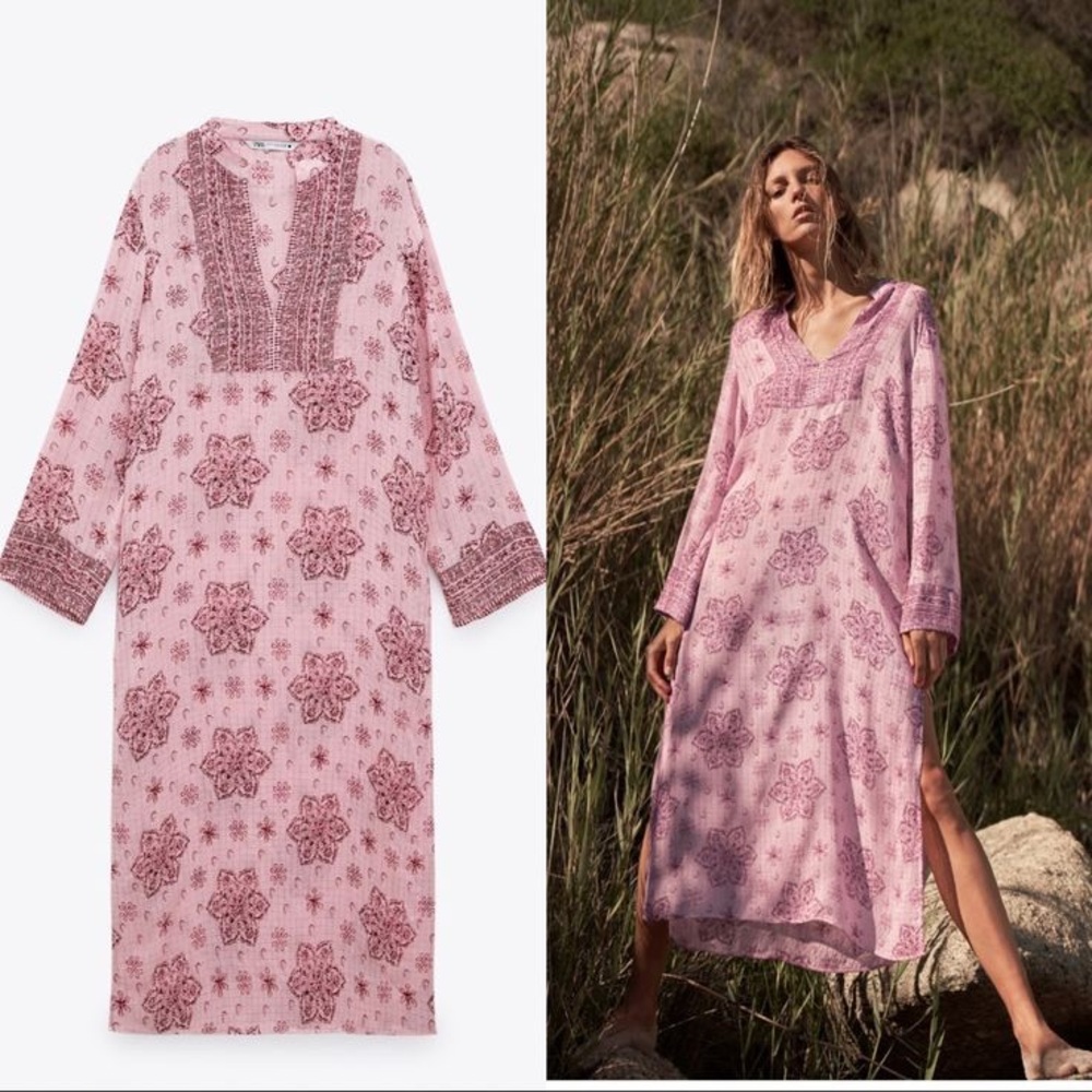 Zara Mauve Floral Maxi Dress